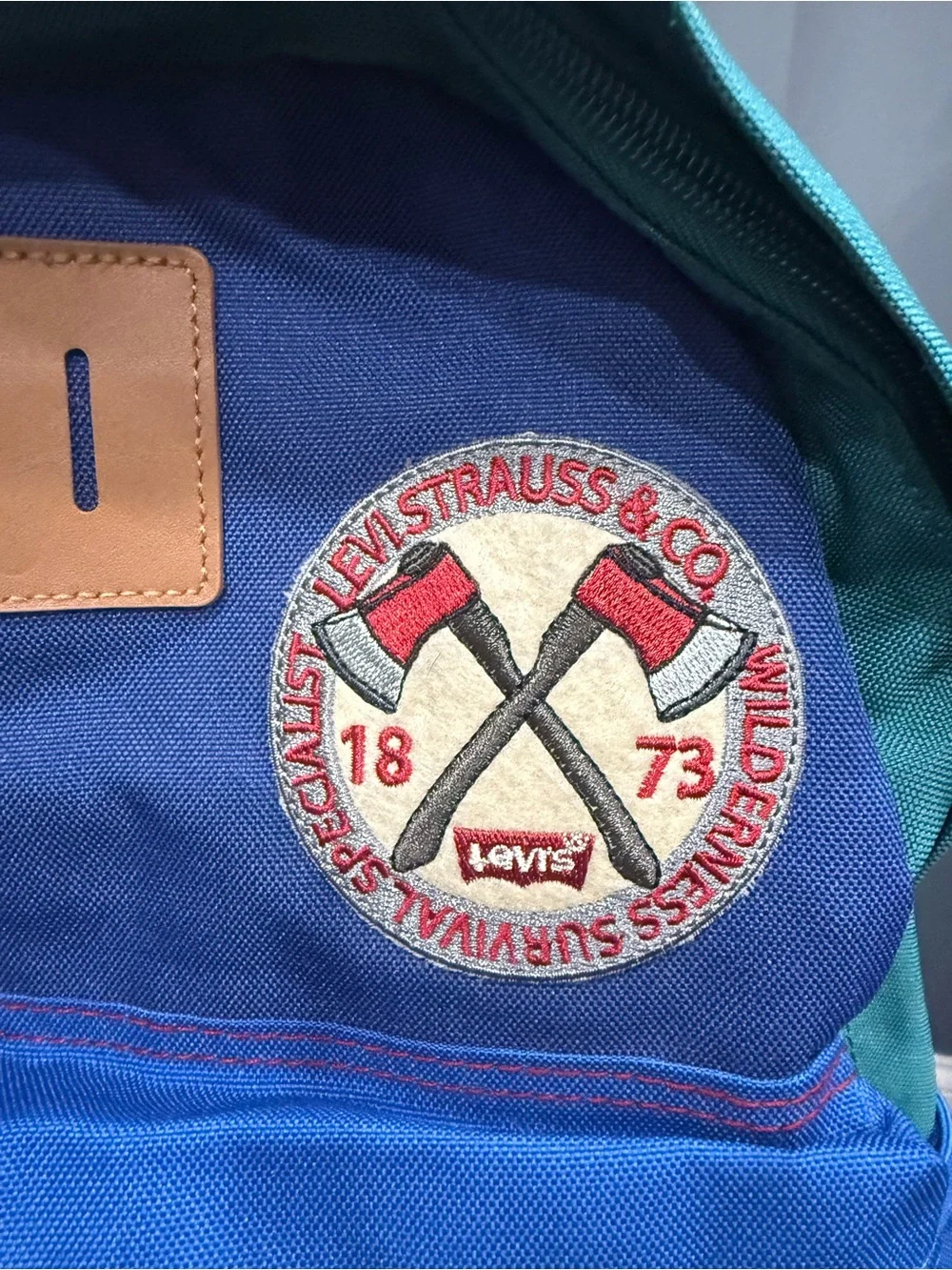 Levi's Teal Navy Royal Blue and Red Canvas Backpack